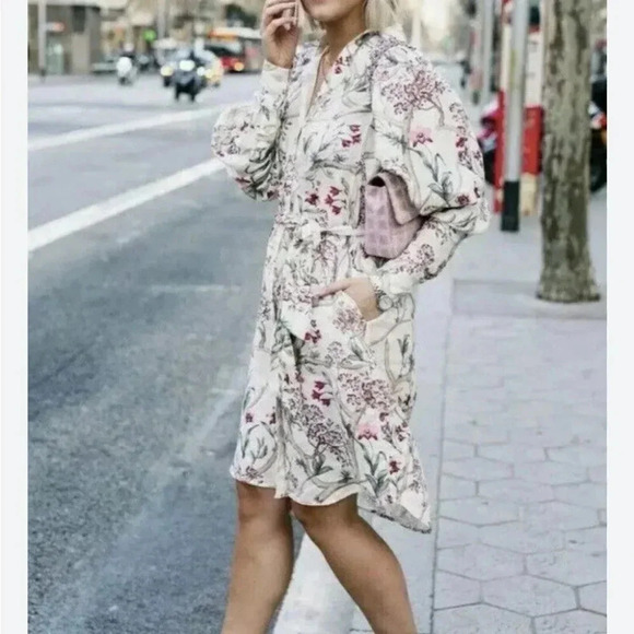 [M]Johanne Ortiz xH&M Designer White Orchid Linen Button Down L/S Shirt Dress